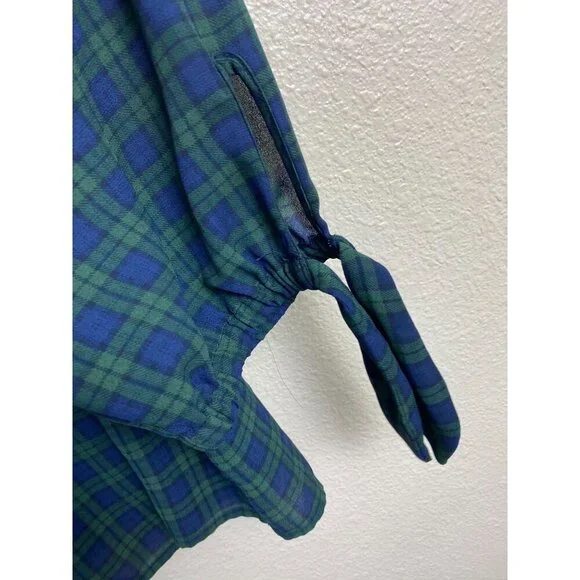 Talbots Green Plaid Elastic Off Shoulder Long Sleeve Top Size Small Holiday - Picture 6 of 11